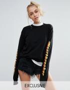 Chorus Gradent Print Extra Long Sleeve Tee - Black