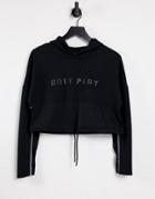 Only Play Cropped Hoodie With Mesh Pull String Bottom In Black