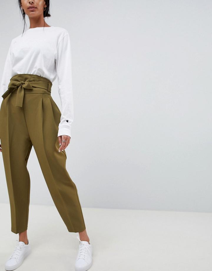 Asos Design High Waist Balloon Tapered Pants - Green