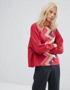 Ziztar Sweater With Zigzag Front - Red