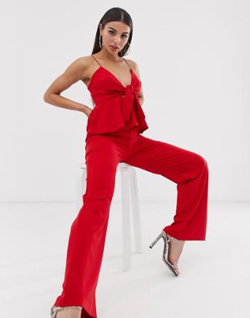 Koco & K Wide Leg Pants In Red - Red