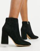 London Rebel Heeled Ankle Boots In Black