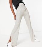 Asos Design Tall High Waist Wide Leg Pants In Flirty Dot Cheesecloth In Cream-white