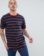 Nicce T-shirt In Navy With Stripes - Navy