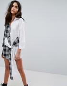 Prettylittlething Mixed Print Wrap Mini Shirt Dress - Multi