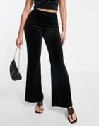 Asos Design Velvet Suit Wide Leg Pants In Black