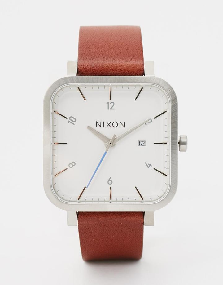 Nixon Ragnar Square Leather Strap Watch A939 - Brown