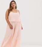 Asos Design Curve Pleated Crop Top Jumpsuit-pink