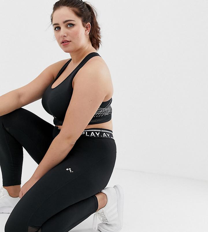 Only Play Plus Logo Waistband Legging - Black