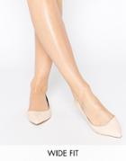 Asos Leapfrog Wide Fit Pointed Ballet Flats - Nude
