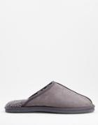 Jack & Jones Faux Suede Slippers In Gray-grey