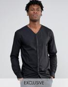 Noak V-neck Shirt With Concealed Placket - Black