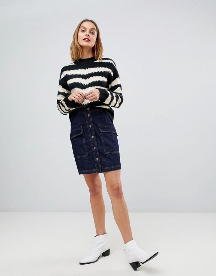 Stradivarius Pocket Detail Rinse Wash Denim Skirt - Blue