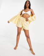 Asos Design Textured Set Beach Short In Yellow