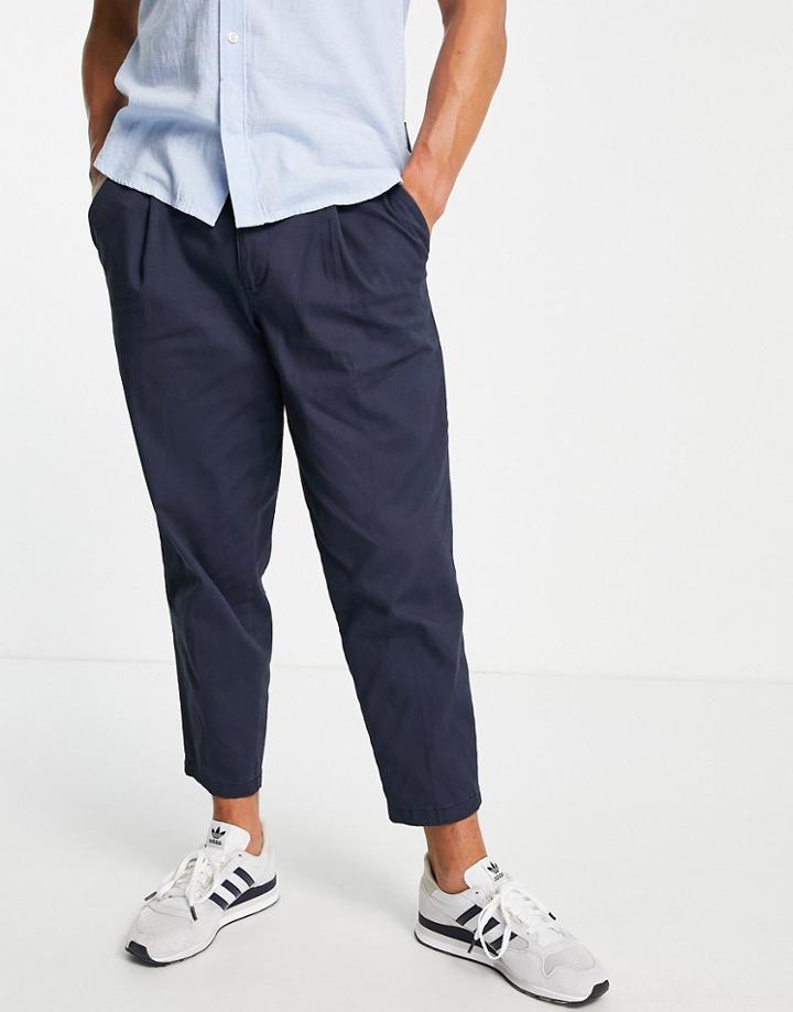 Jack & Jones Intelligence Wide Crop Chinos In Navy