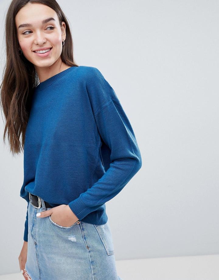 Jdy Coz Zip Back Lightweight Sweater - Blue