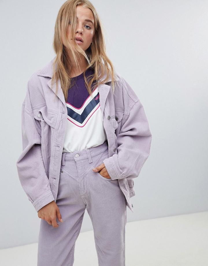 Wrangler Oversized Trucker Jacket In Cord - Purple