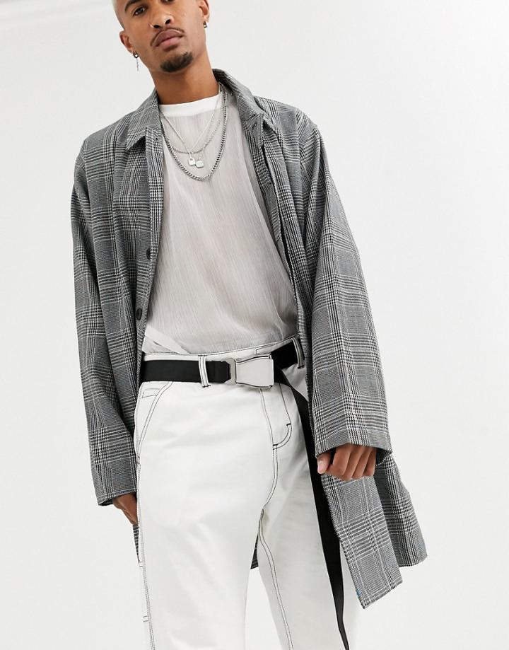 Asos Design Long Ended Webbing Belt In Black With Aeroplane Buckle