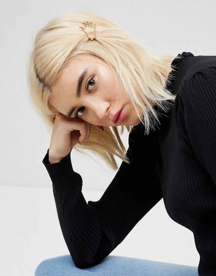 Asos Open Hand Hair Clip - Gold