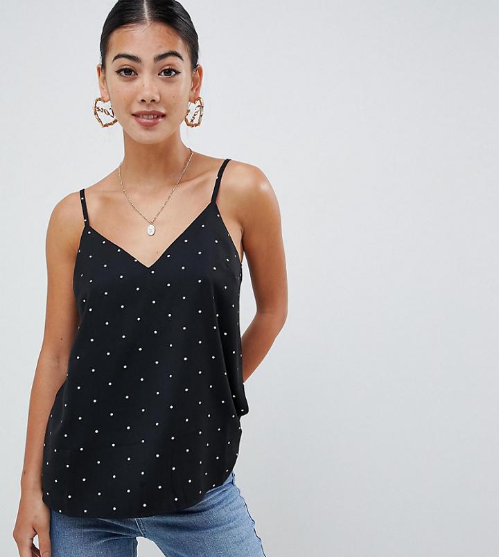 Asos Design Petite Cami In Polka Dot - Multi