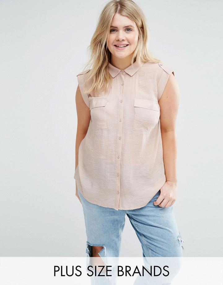 New Look Plus Short Sleeve Shirt - Beige