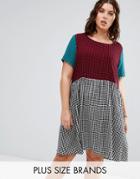 Alice & You Contrast Gingham Print Skater Dress - Multi