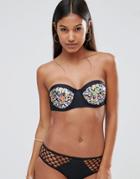 Boohoo Boutique Sequin Underwired Bikini Top - Black