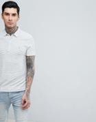 Allsaints Polo Shirt In White Stripe With Logo - White