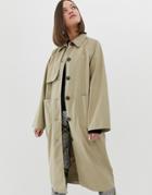 Monki Lightweight Coat With Oversized Pockets In Beige - Beige
