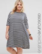 Asos Curve Oversized T-shirt Dress In Stripe - Multi