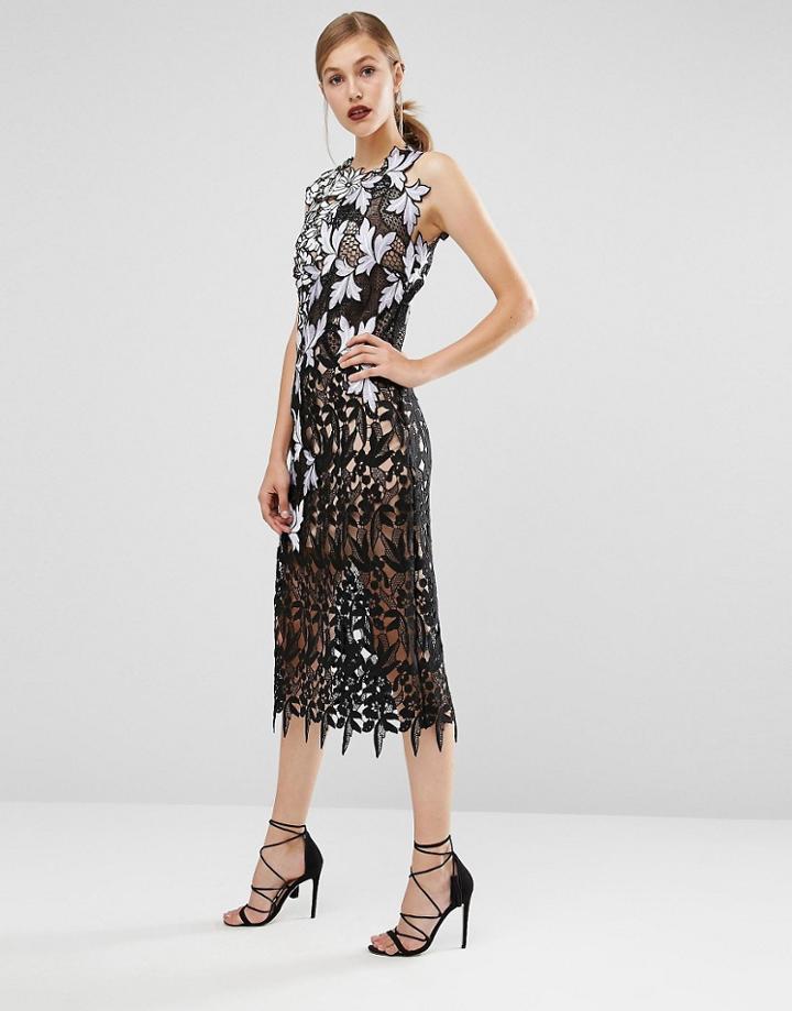 Self Portrait Lace Patchwork Midi Dress - Multi