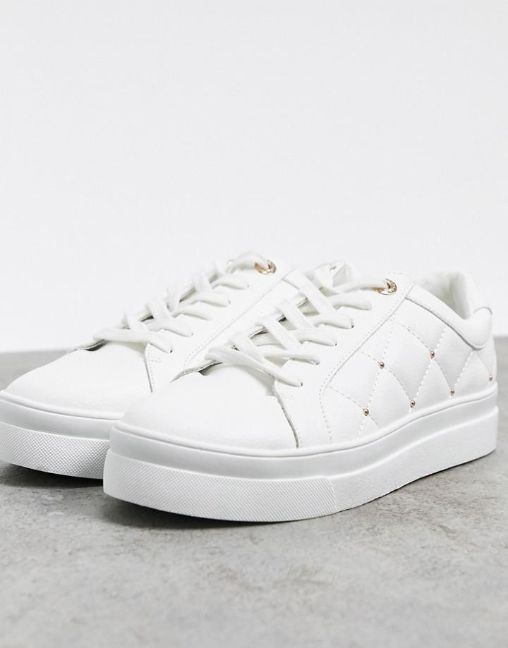 Topshop Quilted Sneaker In White