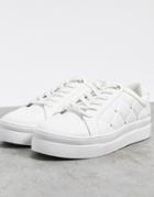 Topshop Quilted Sneaker In White