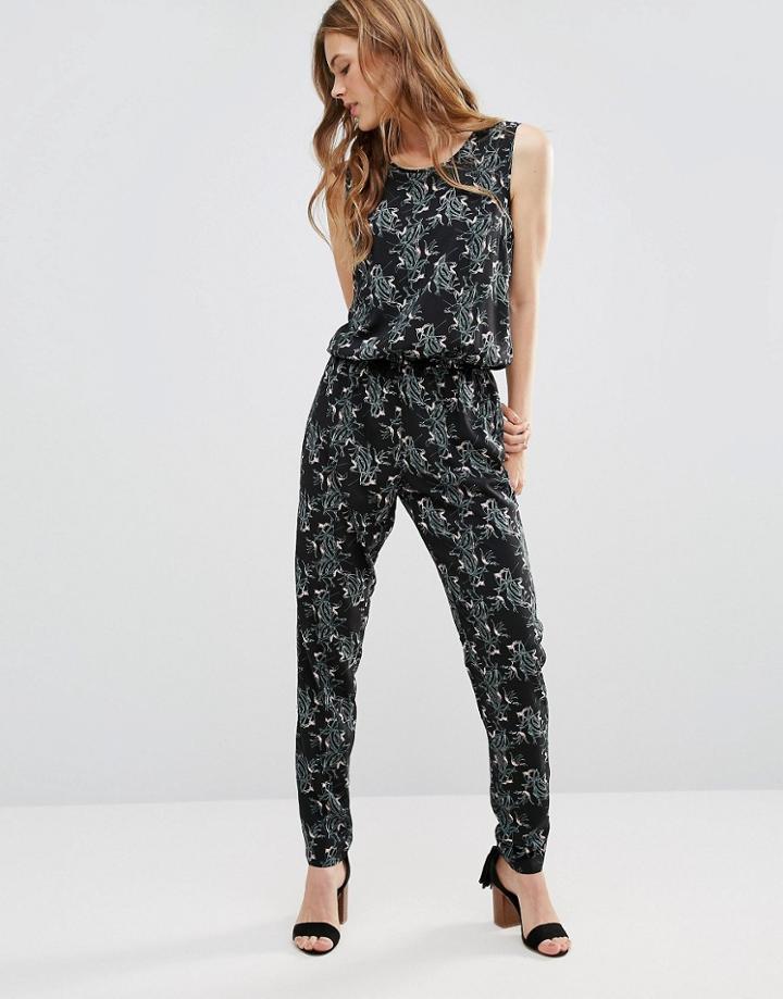 J.d.y. Flower Print Sleeveless Jumpsuit - Black
