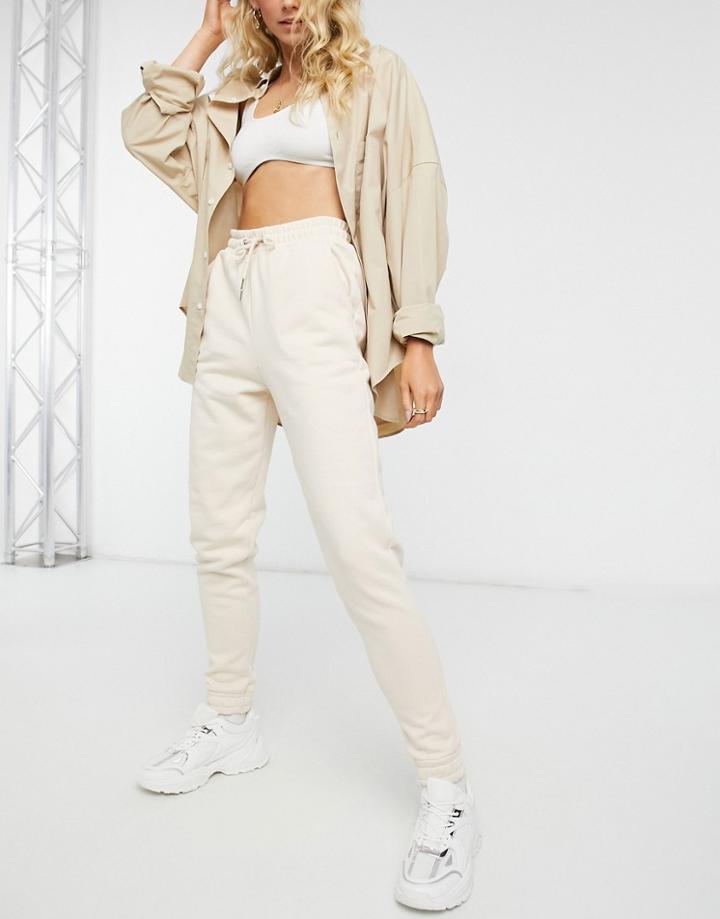Miss Selfridge Elastic Cuff Sweatpants In Cream-white