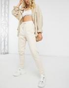 Miss Selfridge Elastic Cuff Sweatpants In Cream-white