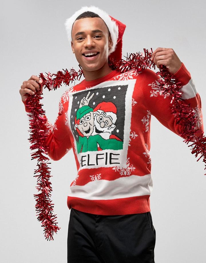 Brave Soul Holidays Elfie Sweater - Red