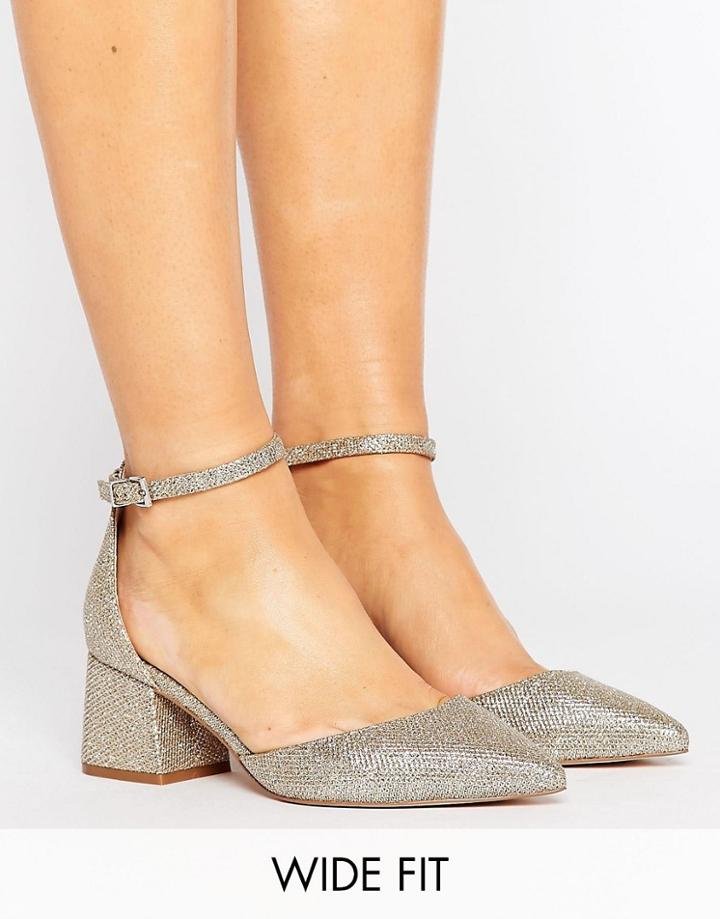 Asos Starling Wide Fit Bridal Pointed Heels - Gold