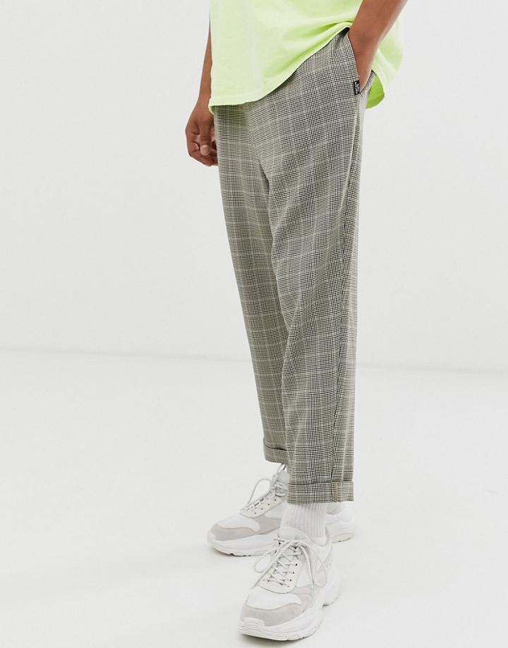 Vintage Supply Tapered Pants In Gray Check - Gray