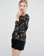 Paisie Relaxed Fit Floral Top In Floral Print - Multi