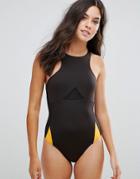 Rip Curl Mirage Contrast Zip Back Swimsuit - Black