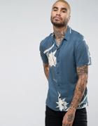 Allsaints Regular Fit Short Sleeve Shirt With Print - Blue