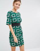 Closet Geo Print Wrap Skirt Dress - Green