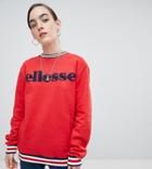Ellesse Relaxed Sweatshirt With Large Flocked Logo - Red