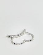 Asos Double Ring With Spike Design - Silver