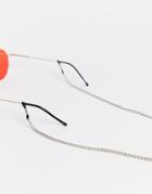 Asos Design Slim Glasses Curb Chain In Burnished Silver Tone