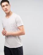 Selected Homme T-shirt With Raw Hem And Scoop Neck - Purple