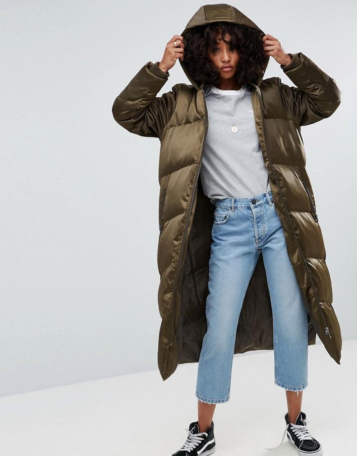 Asos Longline Puffer Jacket - Green