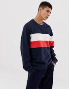 Jack & Jones Originals Sweatshirt With Panel Stripe Details - Navy
