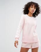 Adidas Three Stripe Long Sleeve Top In Pale Pink - Pink